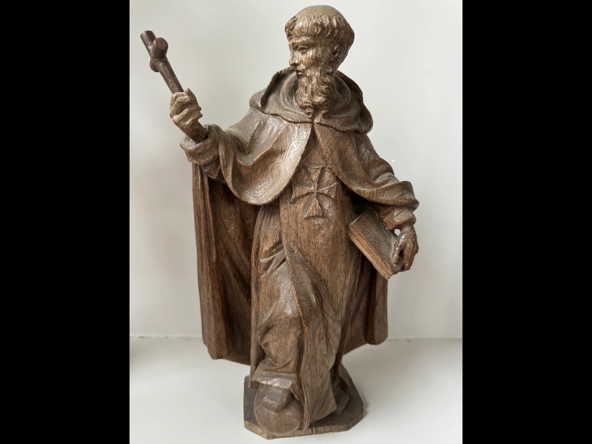Statue en bois XIXème de Saint Dominique de Guzman-photo-2