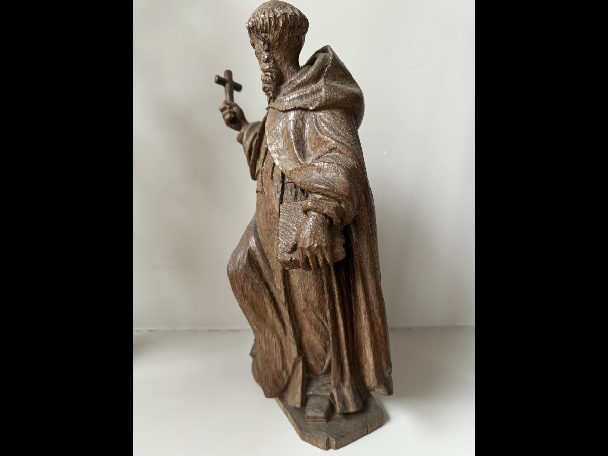 Statue en bois XIXème de Saint Dominique de Guzman-photo-3