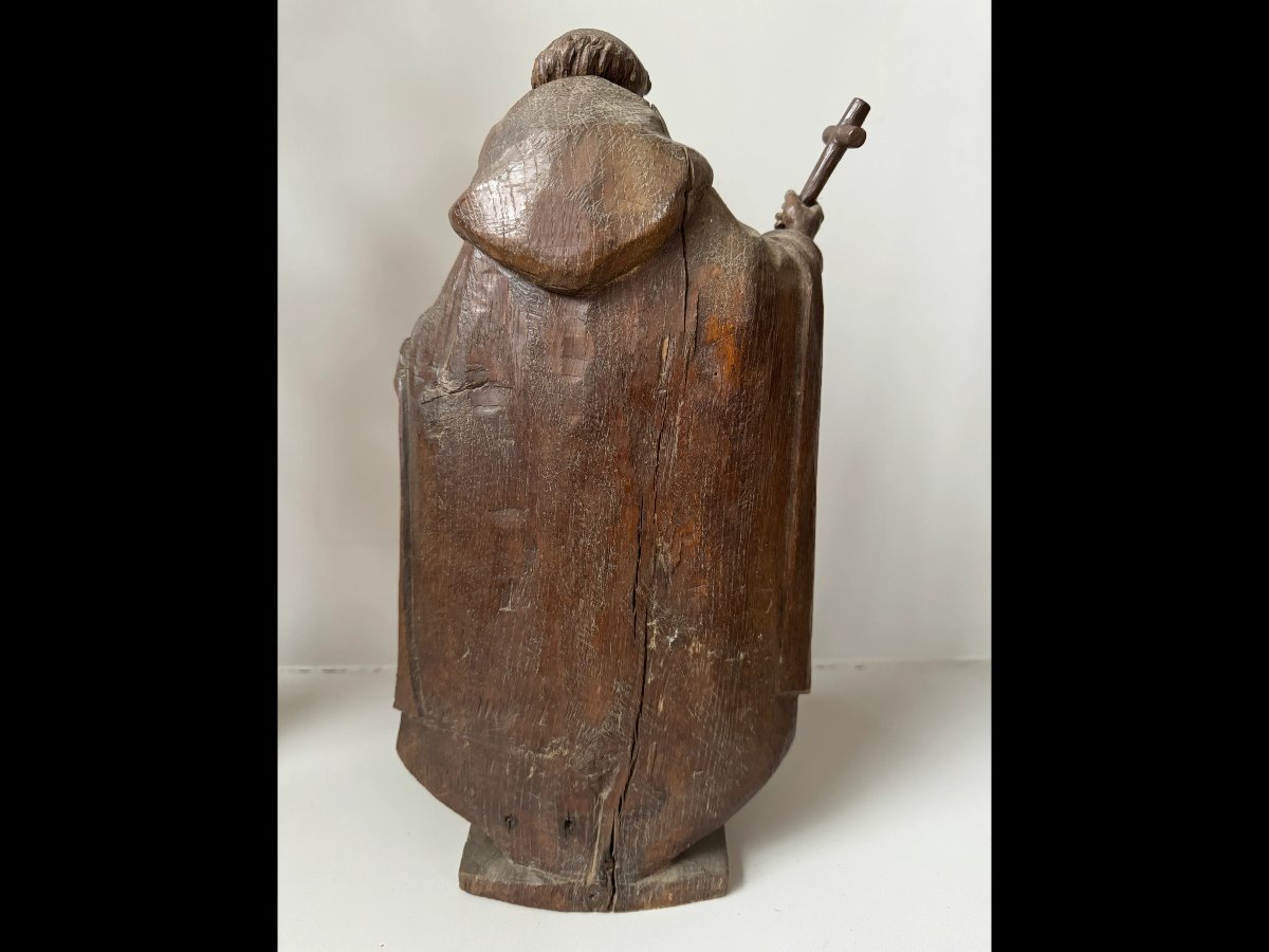 Statue en bois XIXème de Saint Dominique de Guzman-photo-4