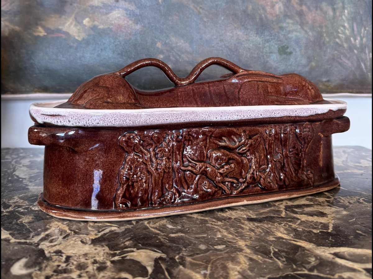 Terrine Lièvre en faïence émaillée XIXème -photo-2