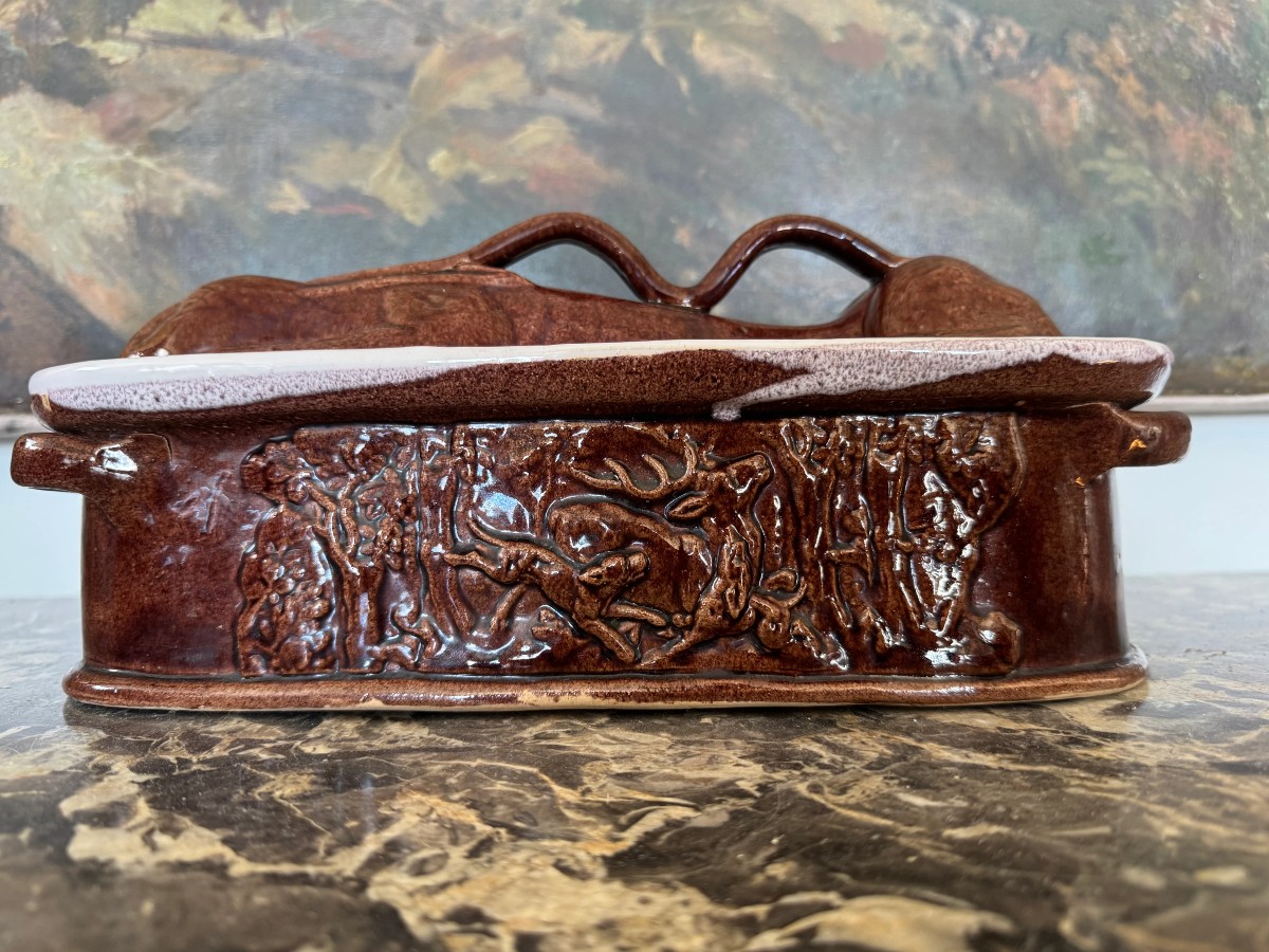 Terrine Lièvre en faïence émaillée XIXème -photo-3