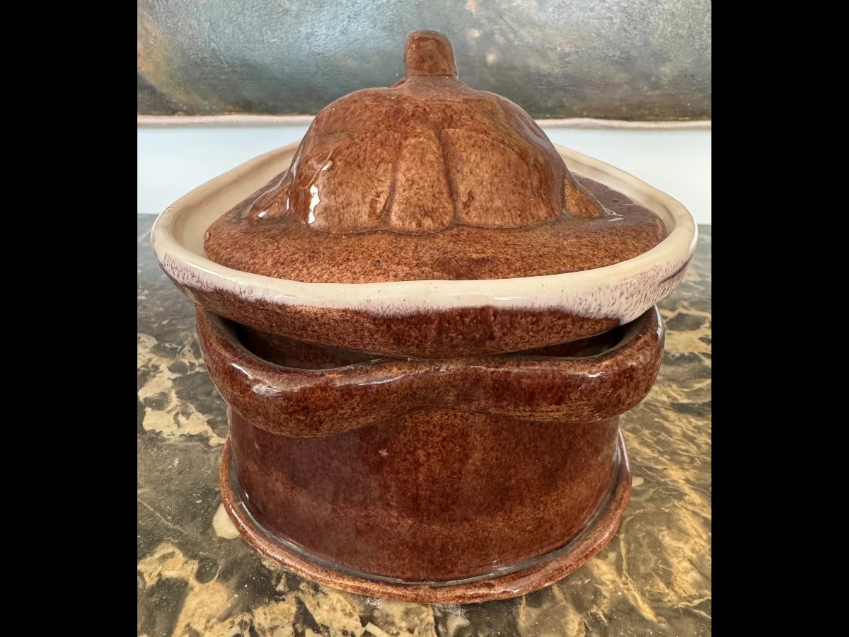 Terrine Lièvre en faïence émaillée XIXème -photo-1