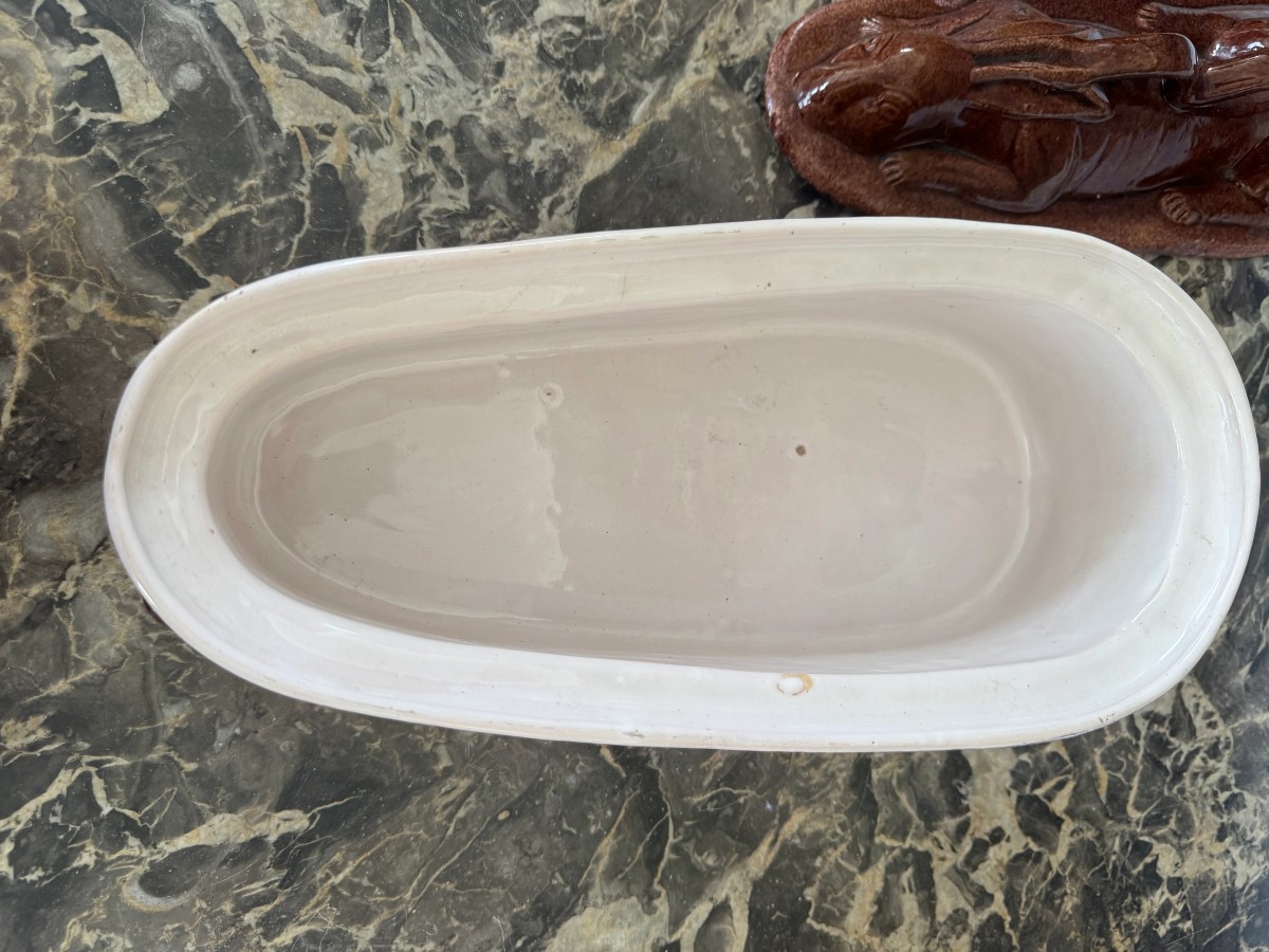 Terrine Lièvre en faïence émaillée XIXème -photo-3