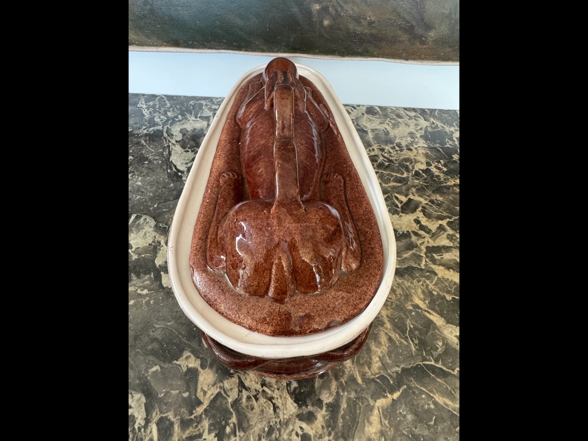 Terrine Lièvre en faïence émaillée XIXème -photo-4