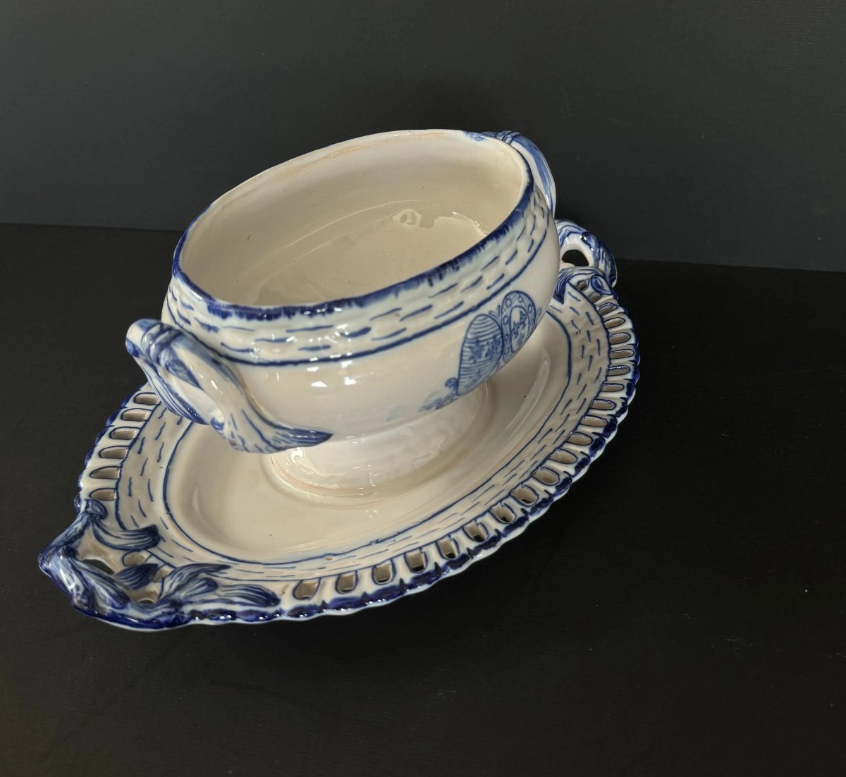 Saucière en faïence – Emile Gallé et Saint Clément-photo-2