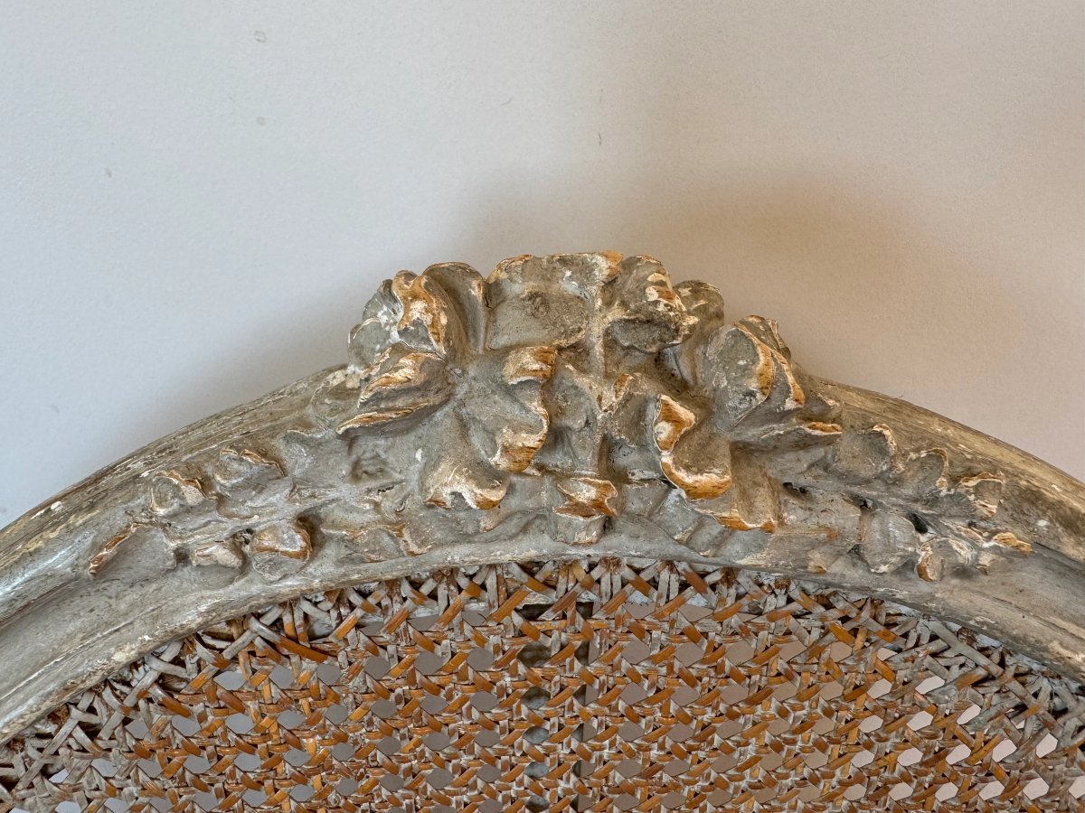 Paire de fauteuils cabriolets à dossier médaillon – Époque Louis XVI-photo-5