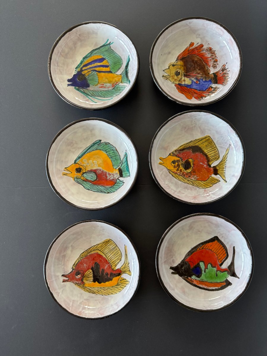 Service à poisson en céramique émaillée – Le Brescon – Vallauris-photo-1