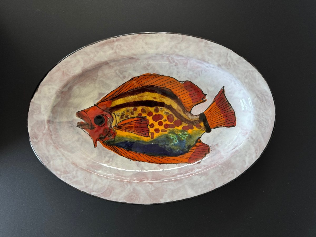 Service à poisson en céramique émaillée – Le Brescon – Vallauris-photo-3