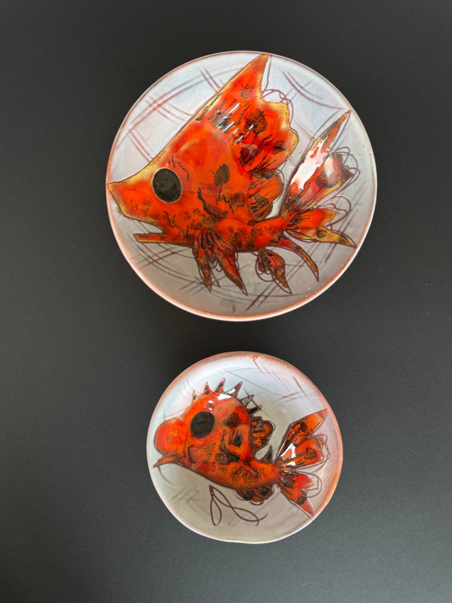 Glazed Earthenware Fish Serving Set – Monique Brunner – Vallauris-photo-3