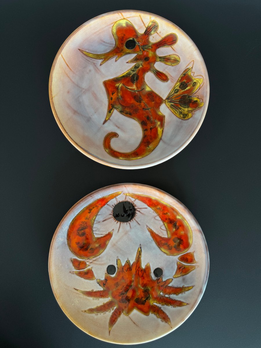 Glazed Earthenware Fish Serving Set – Monique Brunner – Vallauris-photo-1
