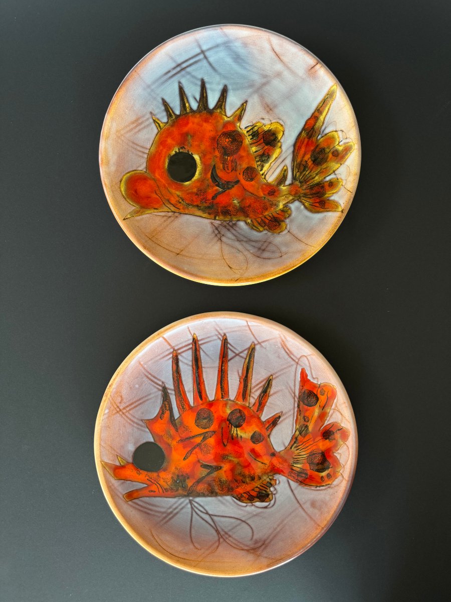 Glazed Earthenware Fish Serving Set – Monique Brunner – Vallauris-photo-2