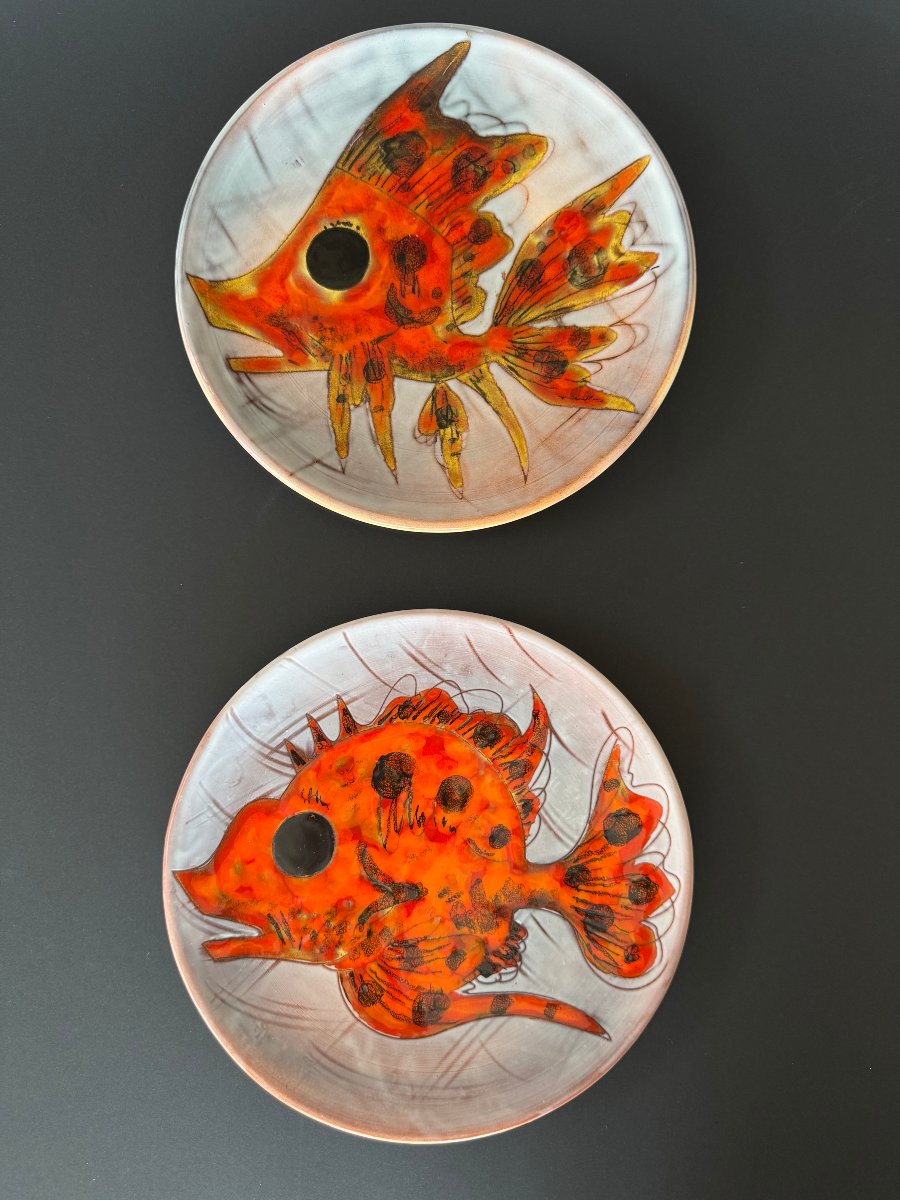 Glazed Earthenware Fish Serving Set – Monique Brunner – Vallauris-photo-3