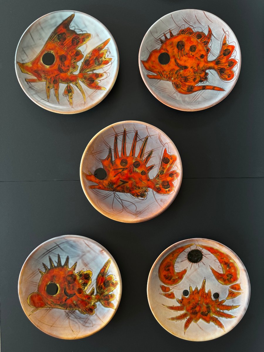 Glazed Earthenware Fish Serving Set – Monique Brunner – Vallauris-photo-4