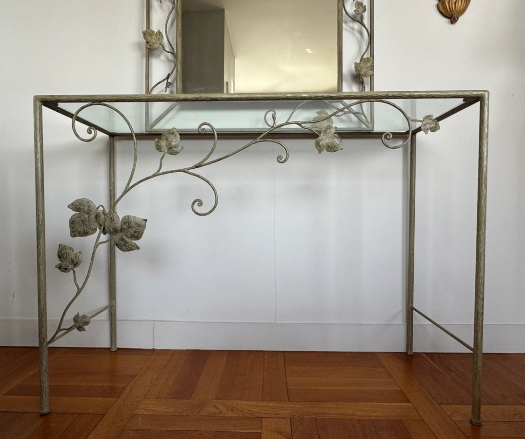 Console avec miroir en fer forgé-photo-2