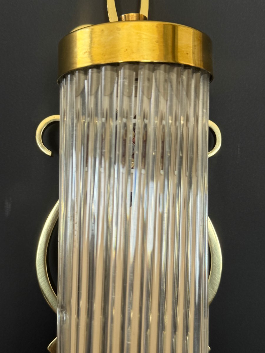 Glass And Brass Wall Sconce-photo-3