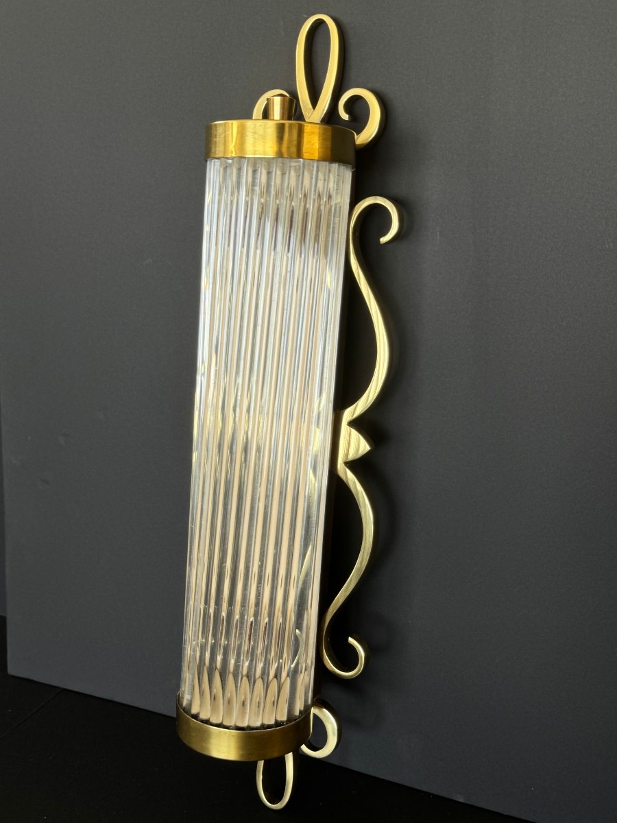 Glass And Brass Wall Sconce-photo-4