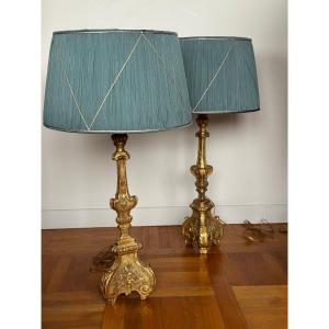 Pair Of 18th-century Candlesticks Mounted As Lamps