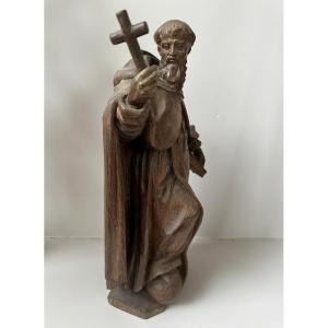 Statue en bois XIXème de Saint Dominique de Guzman