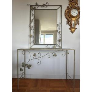 Console avec miroir en fer forgé