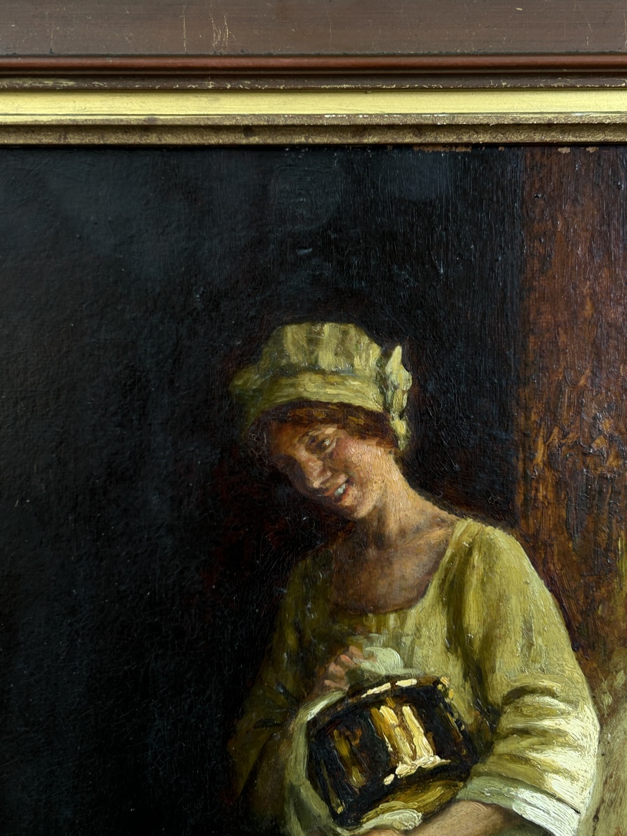 ” French  Albert Sorkau – « La Confidence », scène d’intérieur Interior Women Copper Pots-photo-5