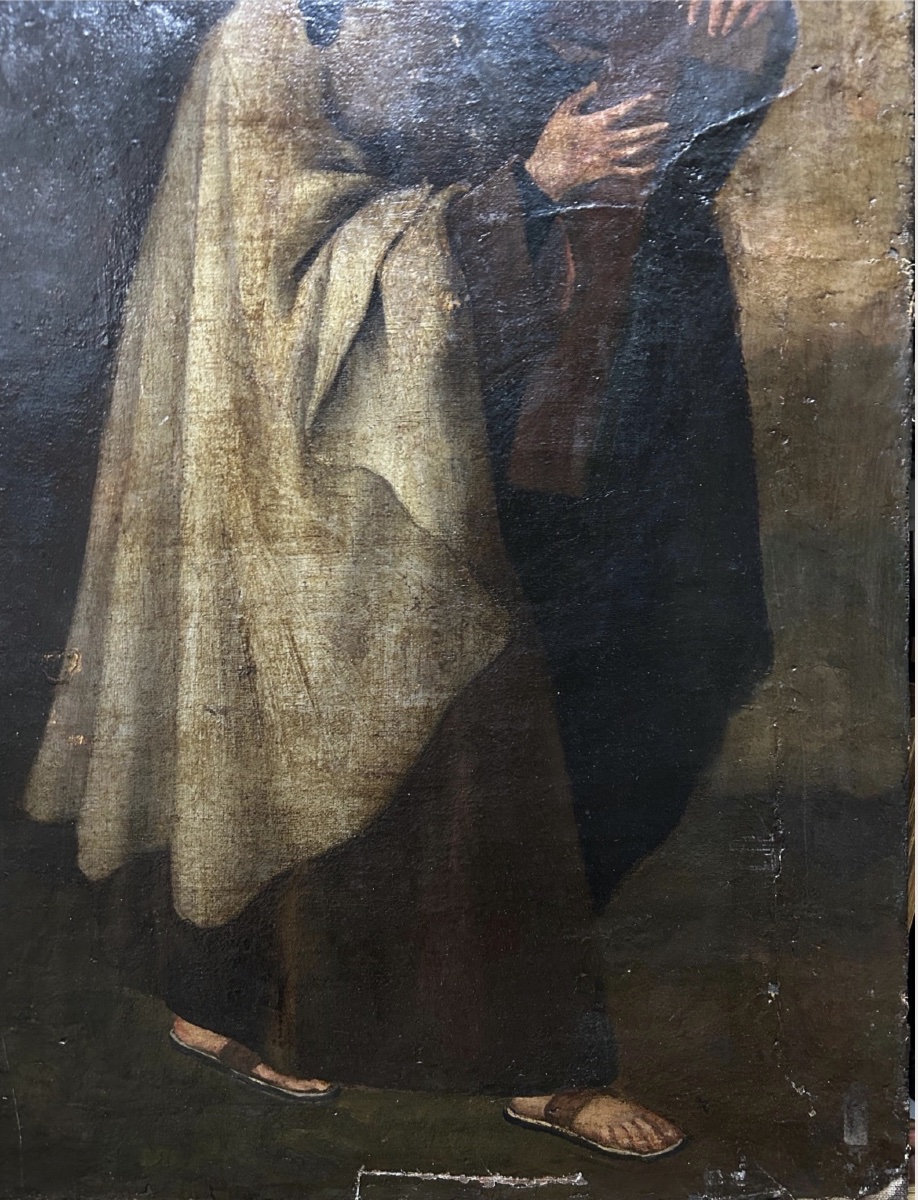 Peinture à l'huile ancienne représentant sainte Thérèse, école de Francisco de Zurbarán, XVIIe -photo-4