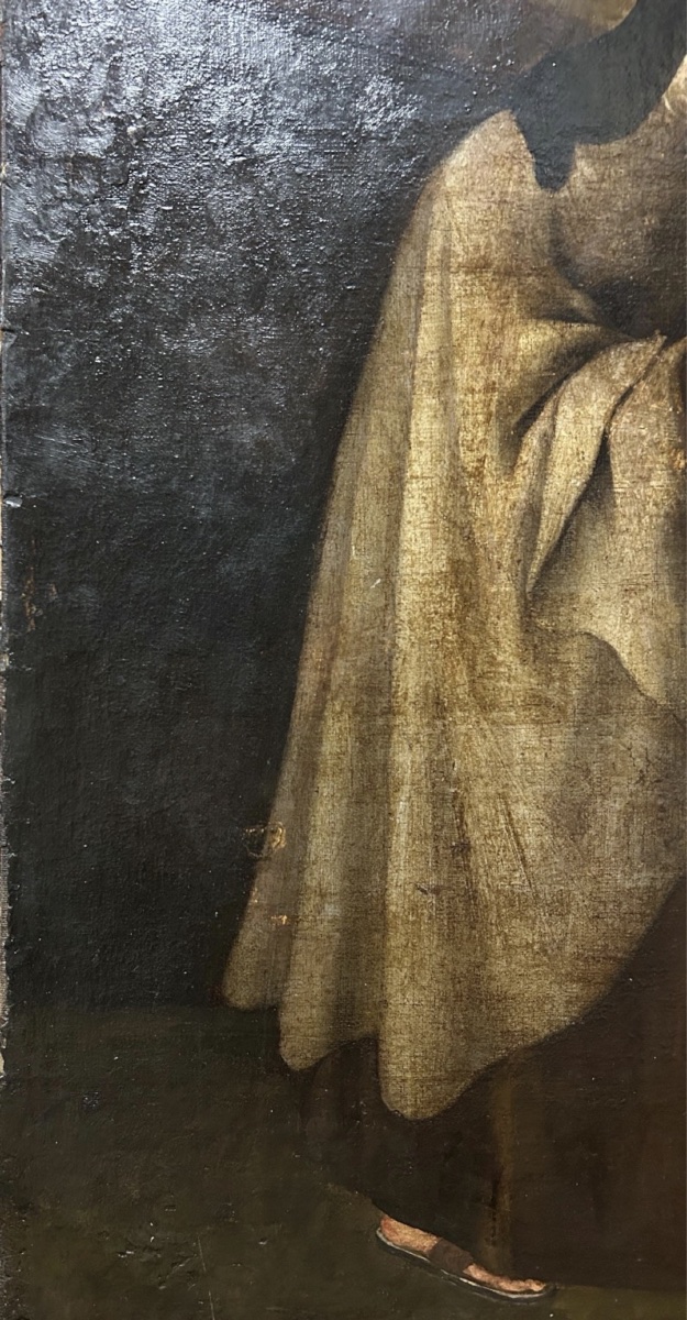 Peinture à l'huile ancienne représentant sainte Thérèse, école de Francisco de Zurbarán, XVIIe -photo-3