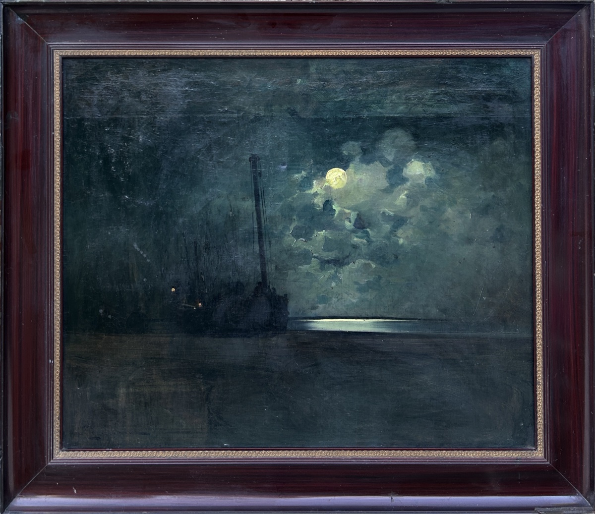 Antique Original Impressionist Oil Painting On Canvas By Arv. Johansson-photo-3