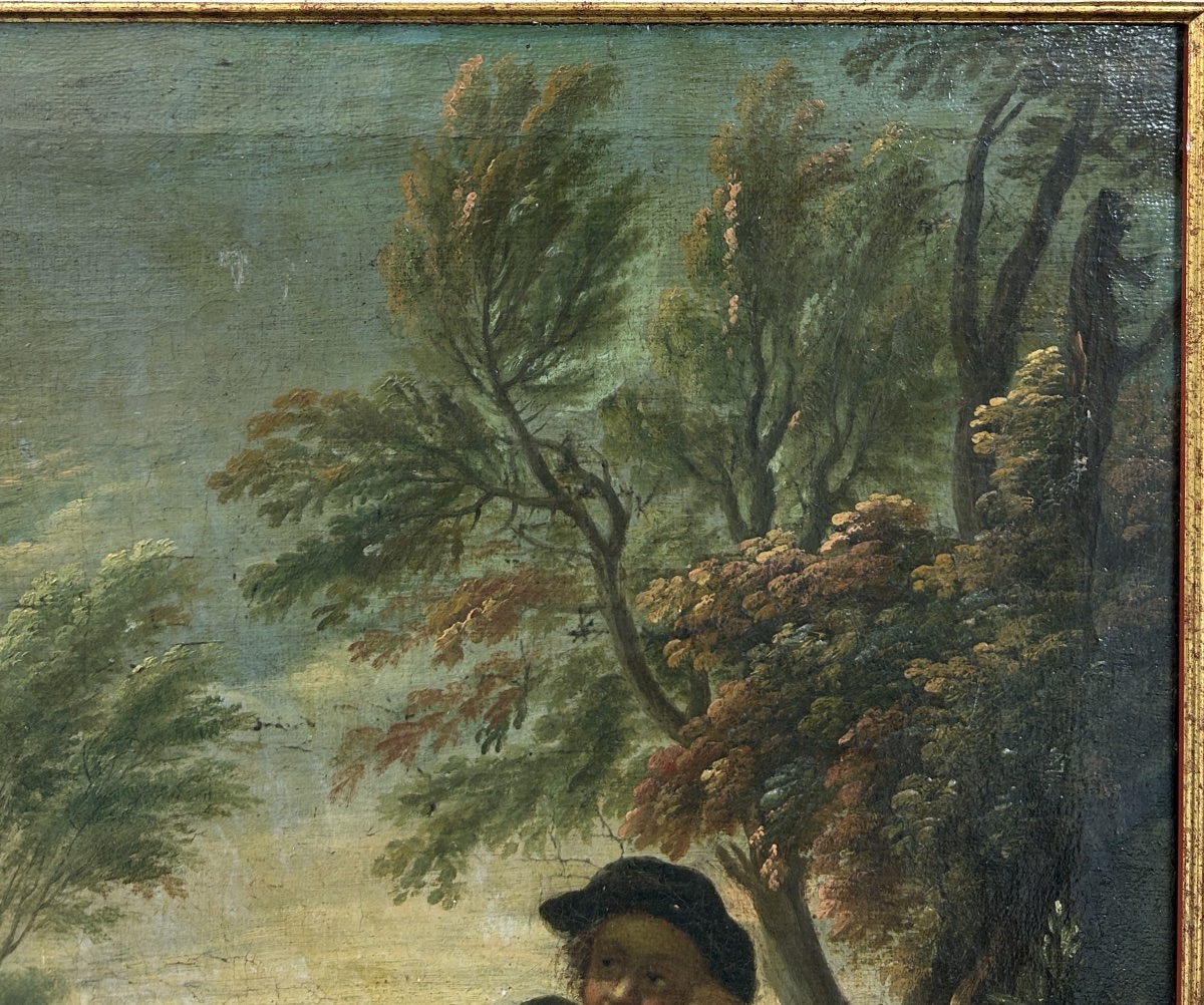 18th-century Painting – Hunting Scene: Hunter With Dogs And Game – Oil On Canvas-photo-2