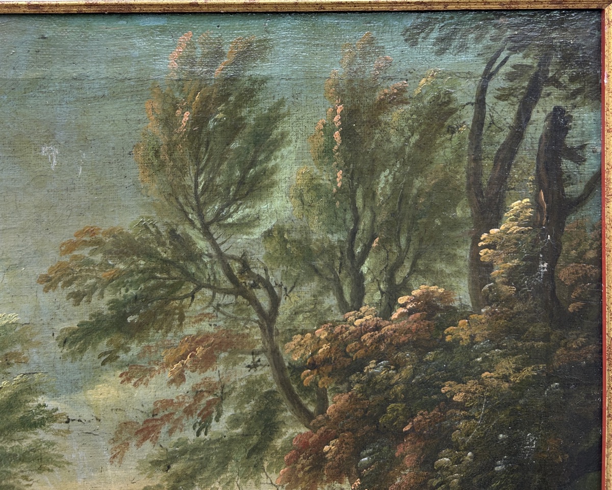 18th-century Painting – Hunting Scene: Hunter With Dogs And Game – Oil On Canvas-photo-2