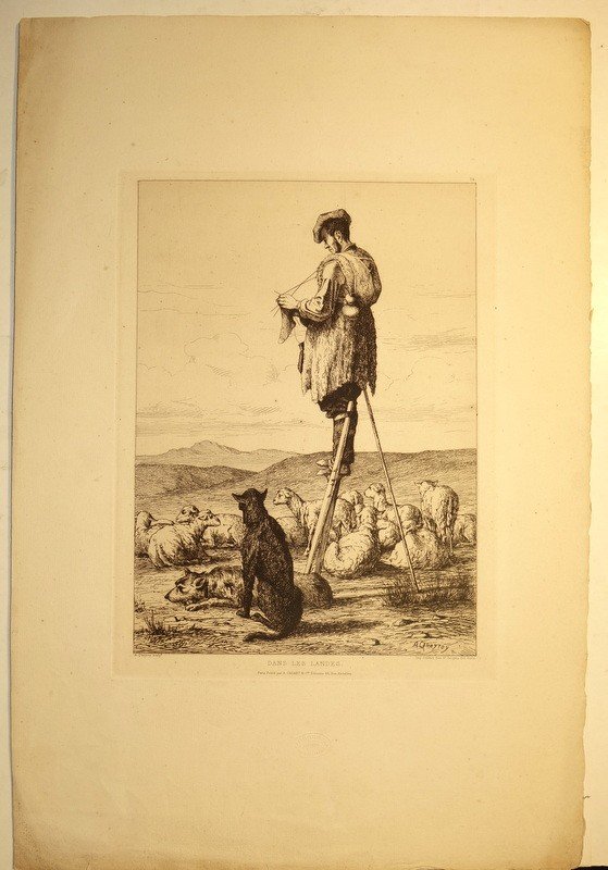 "DANS LES LANDES" Gravure par A.QUEYROY...1863-photo-2