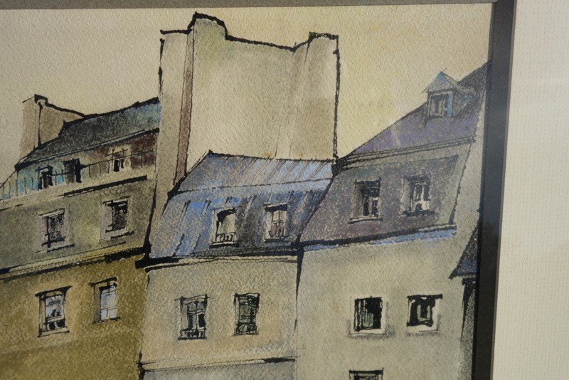 "PARIS " Aquarelle de Pierre Jean LETAUDY vers 1950-photo-2