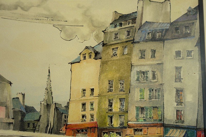 "paris" Watercolor By Pierre Jean Letaudy Around 1950-photo-2