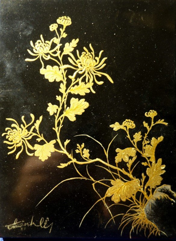 "foliages" Lacquers By Nguyen Thanh Le Circa 1950-photo-2