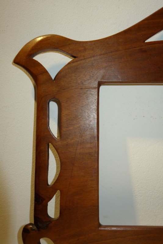 "frame Art Nouveau" Monoxyl In Walnut (?)-photo-1