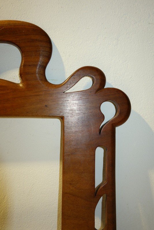 "frame Art Nouveau" Monoxyl In Walnut (?)-photo-2