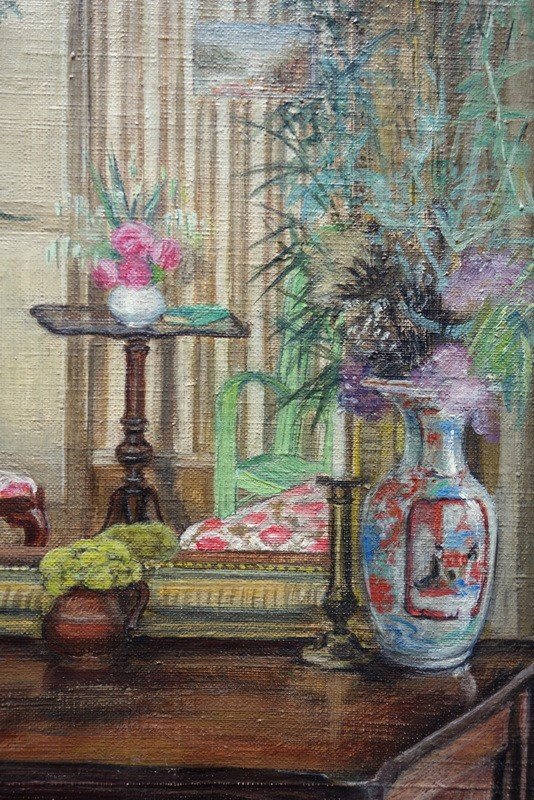 "interior With Chinese Vases" By Mlsimeon Circa 1950/60-photo-2