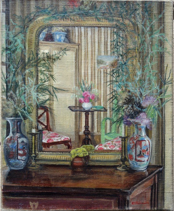 "INTERIEUR aux VASES CHINOIS" par M.L.SIMEON vers 1950/60