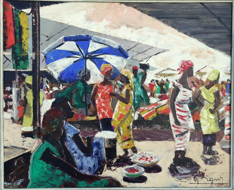 "the Treichville Market" By G.vignesoult....dakar 1957