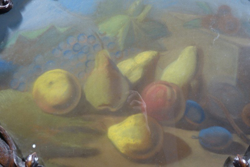 "FRUITS d'AUTOMNE" Pastel et Cadre FORET NOIRE vers 1880/1900-photo-7