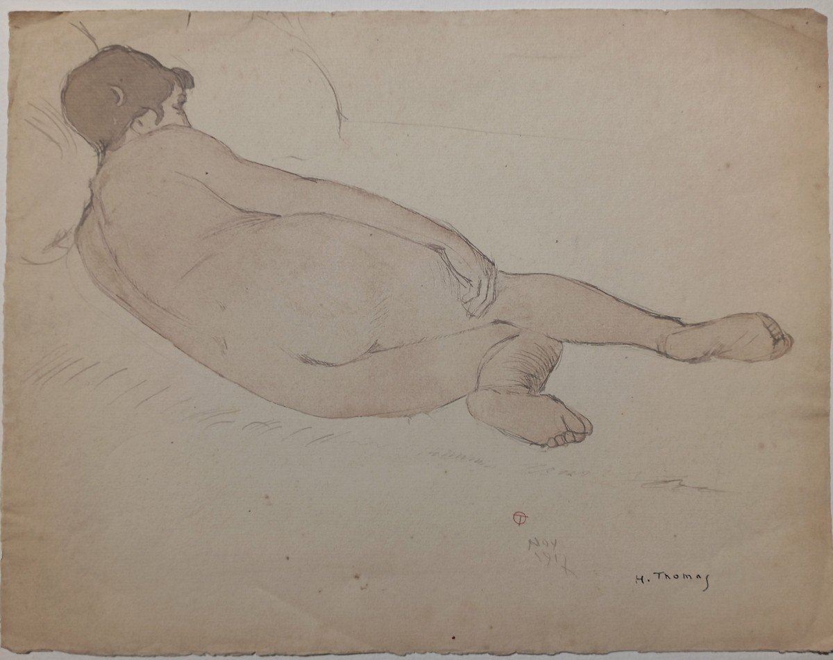 "nude Lying Back" By H. Thomas ... 1917
