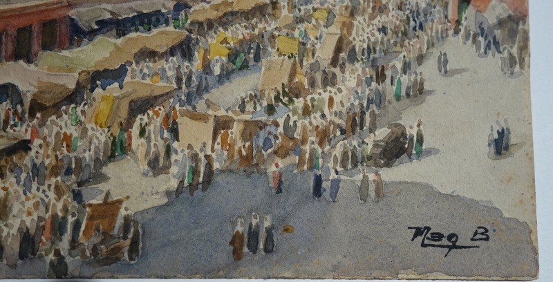 "central Rabat Market" By B. Magenthies Morocco ...1930-photo-4
