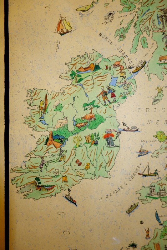 "united Kingdom" Original Map, Ink And Watercolour...1955-photo-1