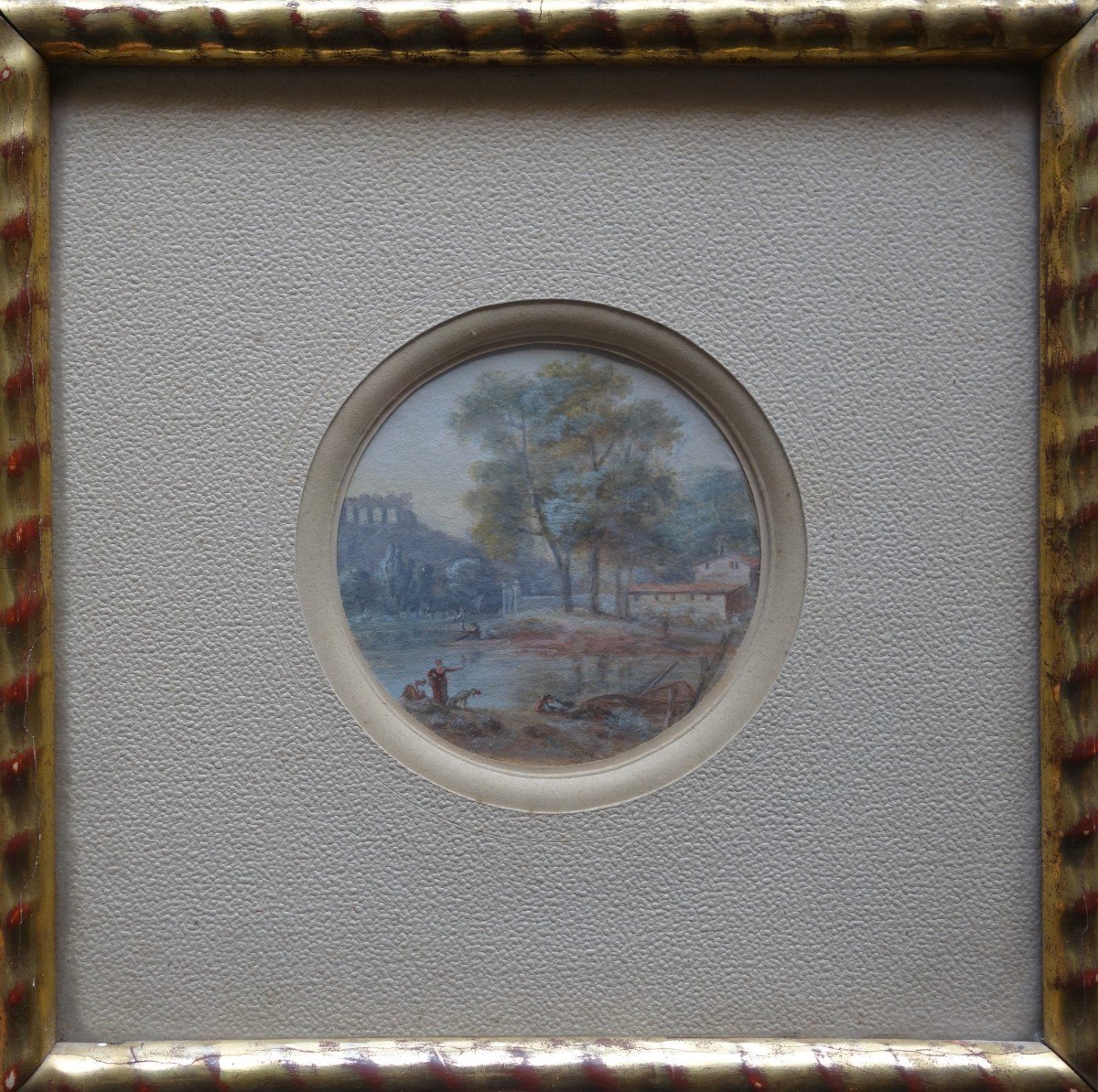 "animated River Edge" Gouache Late 18th / Early 19th