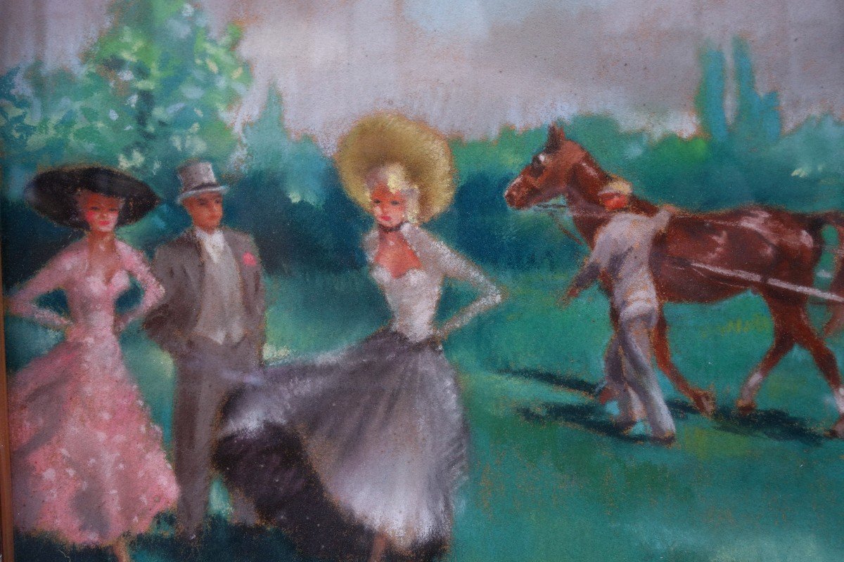 "elegant At The Races" Pastel By Guy Seradour-photo-3