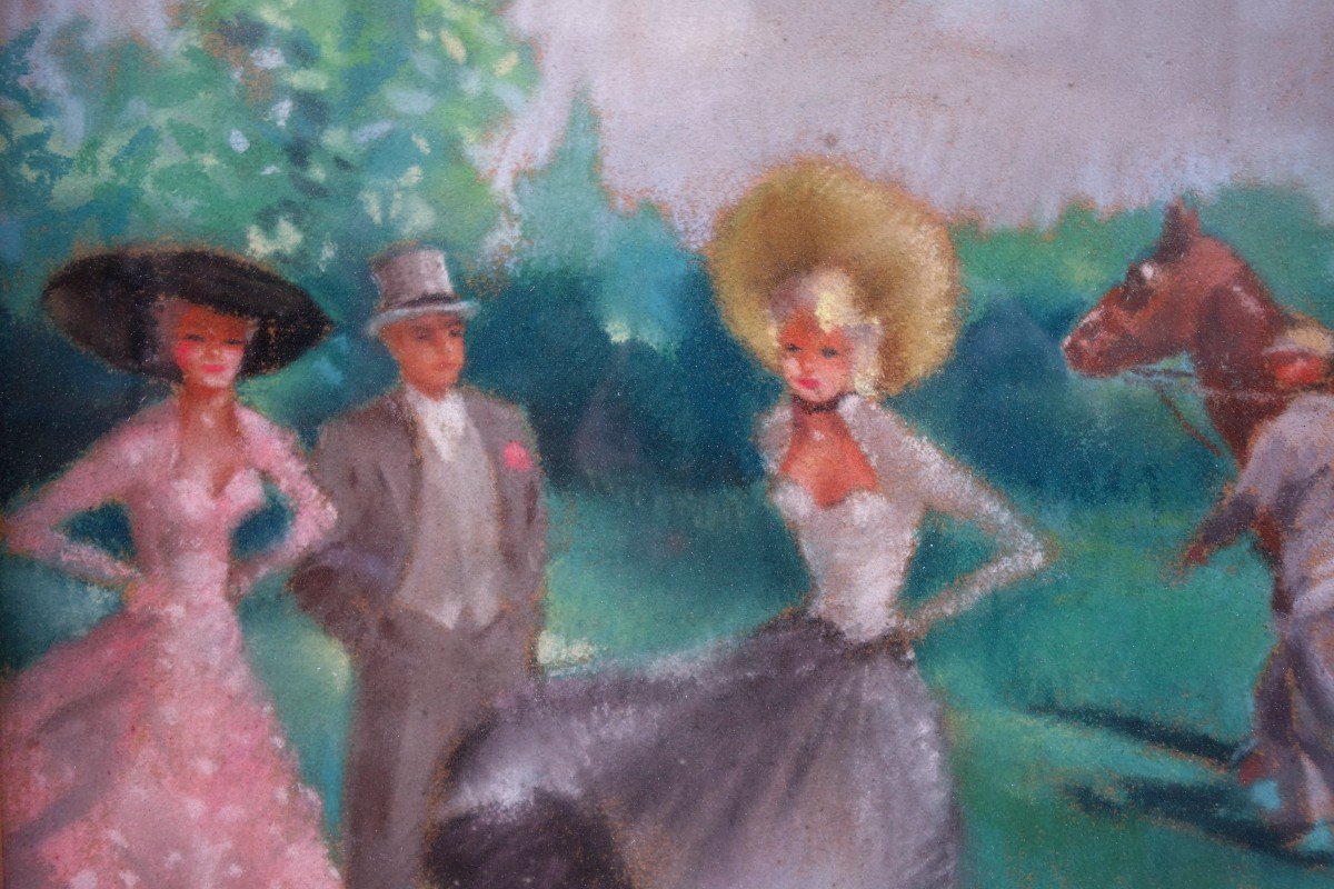 "elegant At The Races" Pastel By Guy Seradour-photo-1