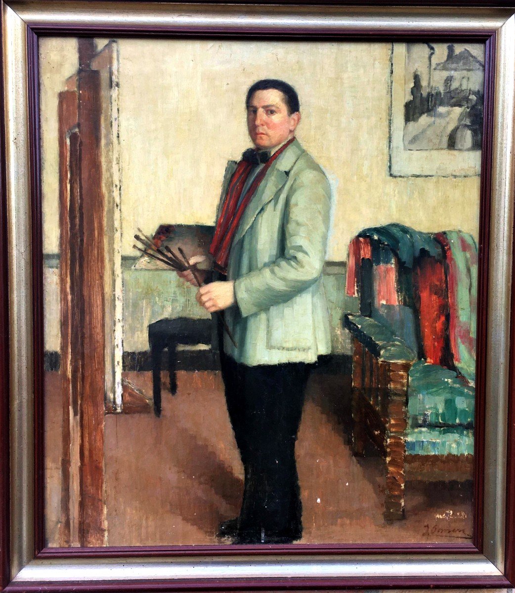 "AUTOPORTRAIT"  ... Signature non lue ... vers 1950