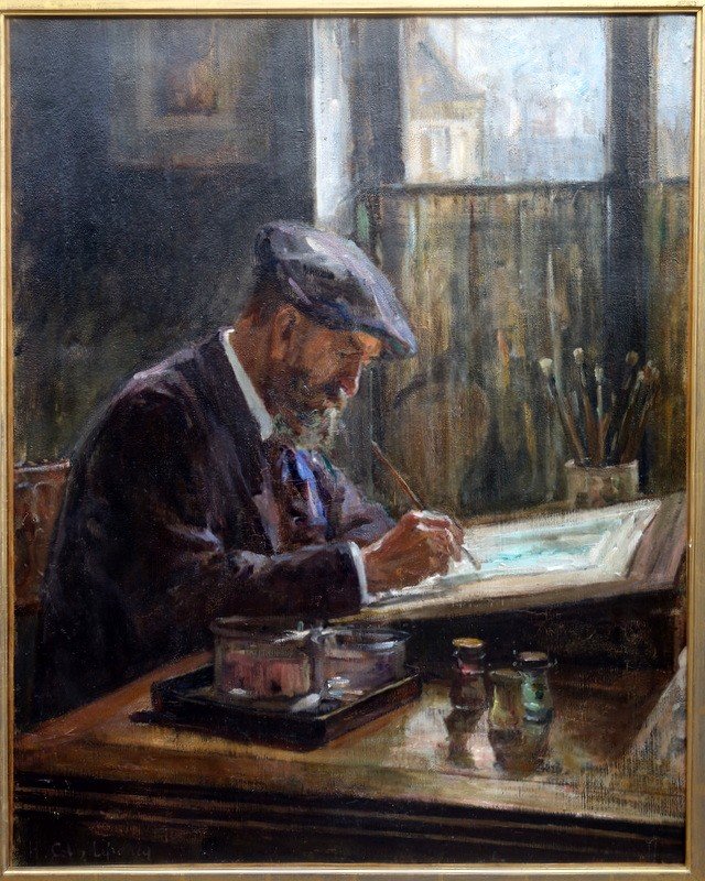 “the Watercolorist” By Héléne Colin-lefrancq Around 1910/20-photo-2