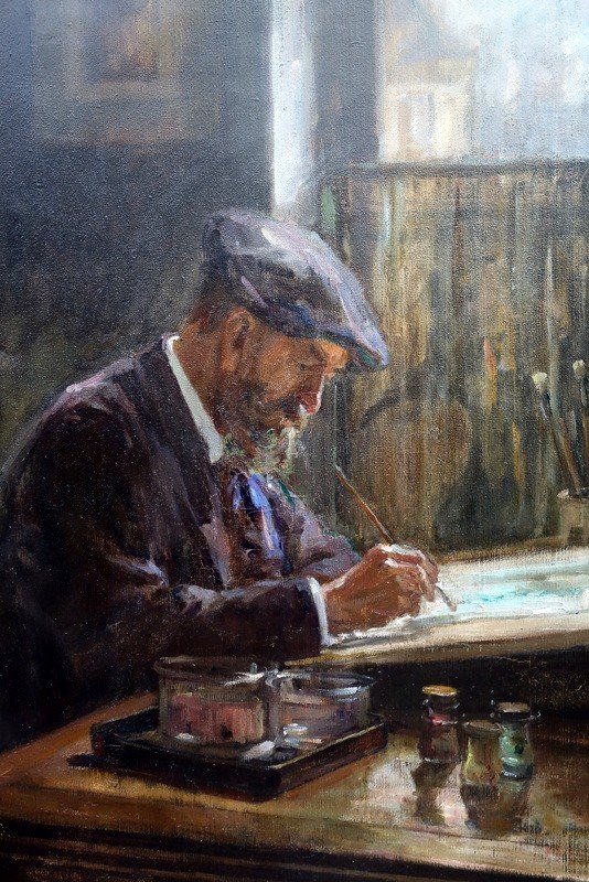 “the Watercolorist” By Héléne Colin-lefrancq Around 1910/20-photo-3