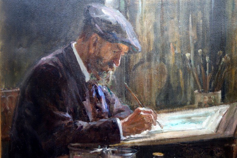 “the Watercolorist” By Héléne Colin-lefrancq Around 1910/20-photo-1