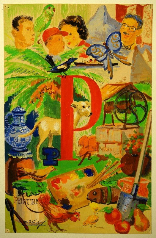 "the P" By Edmond Vales ....gouache From 1967